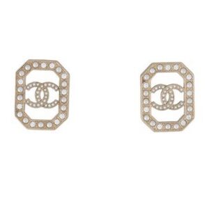 Chanel 2023 Faux Pearl & Strass CC Drop Earrings
